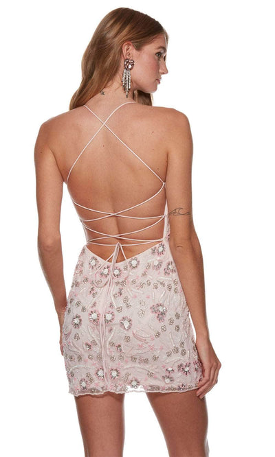 Alyce Paris 4666 - Floral Beaded Lace-Up Cocktail Dress Party Dresses