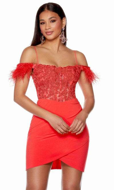 Alyce Paris 4693 - Beaded Lace Corset Cocktail Dress Special Occasion Dress 000 / Spicy Lady