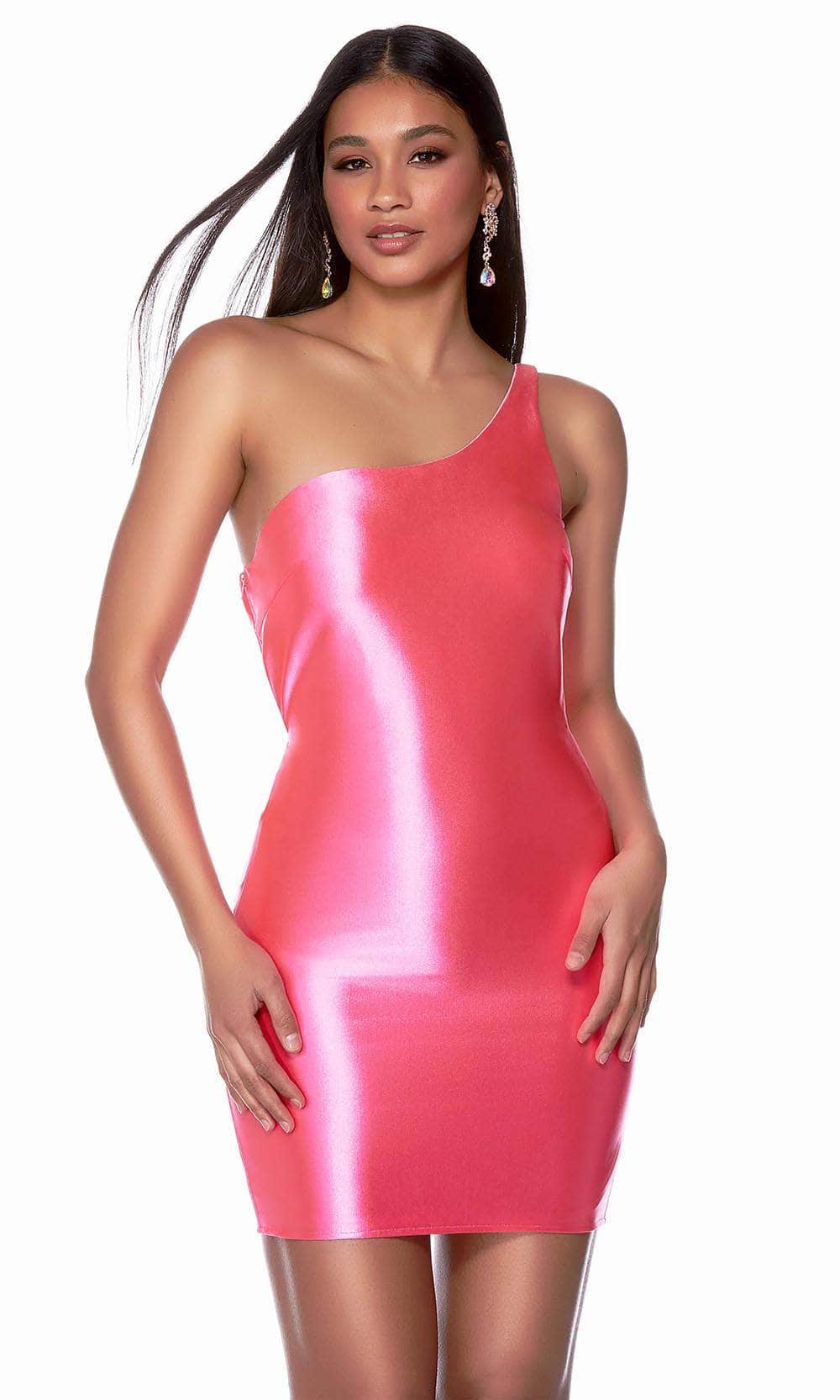 Alyce Paris 4705 - Fitted Cutout Homecoming Dress Special Occasion Dress 000 / Shocking Pink
