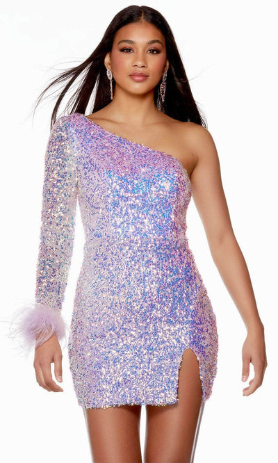 Alyce Paris 4752 - Sequined One Shoulder Cocktail Dress Prom Dresses 000 / Light Orchid