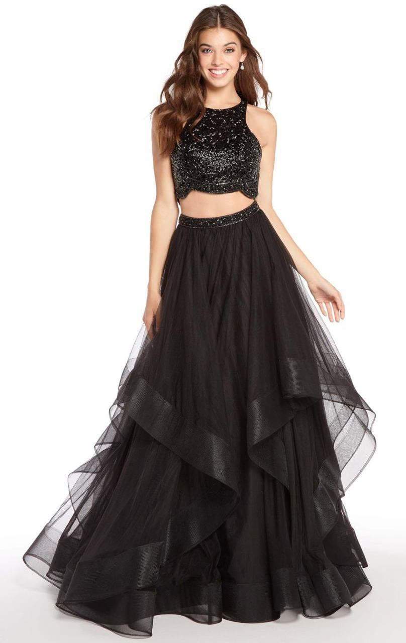 Alyce Paris - 60207 Two Piece Embellished Tulle Ballgown Special Occasion Dress 000 / Black