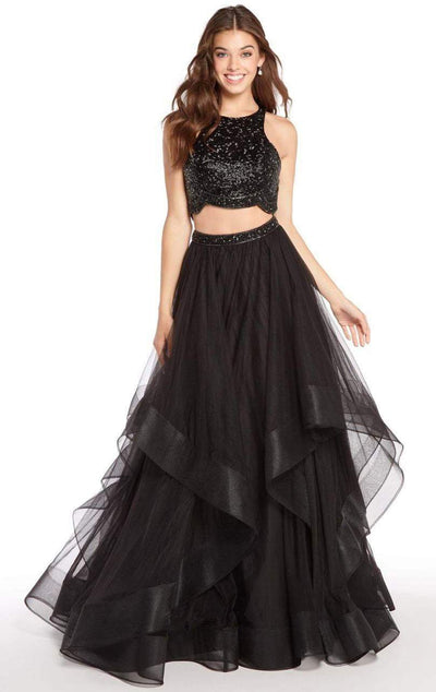 Alyce Paris - 60207 Two Piece Embellished Tulle Ballgown Special Occasion Dress 000 / Black