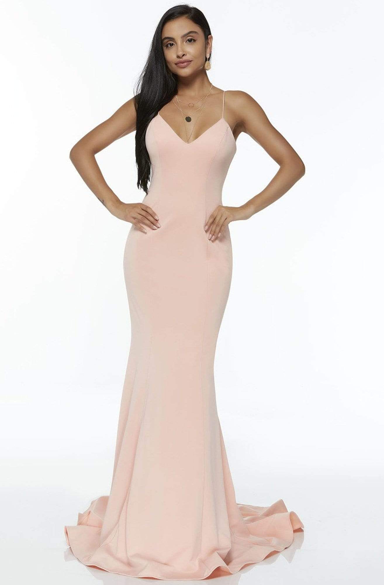 Alyce Paris - 60293 Classy Sleeveless Jersey Mermaid Gown Special Occasion Dress 0 / Pink
