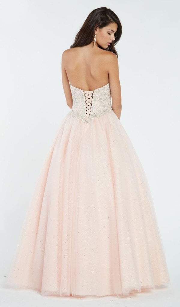 Alyce Paris - 60362 Strapless Beaded Lace Corset Top Tulle Gown - 1 pcs Blush In Size 000 Available CCSALE