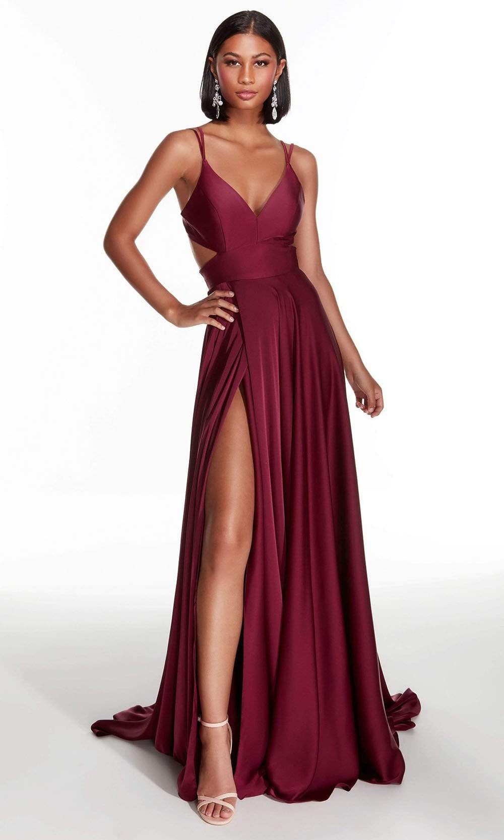 Alyce Paris - 60453 Sleeveless V Neck Sexy Satin A-Line Gown Bridesmaid Dresses