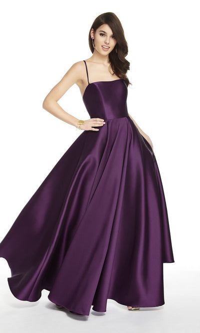 Alyce Paris - 60592 Spaghetti Strap Straight-Across A-Line Dress In Purple