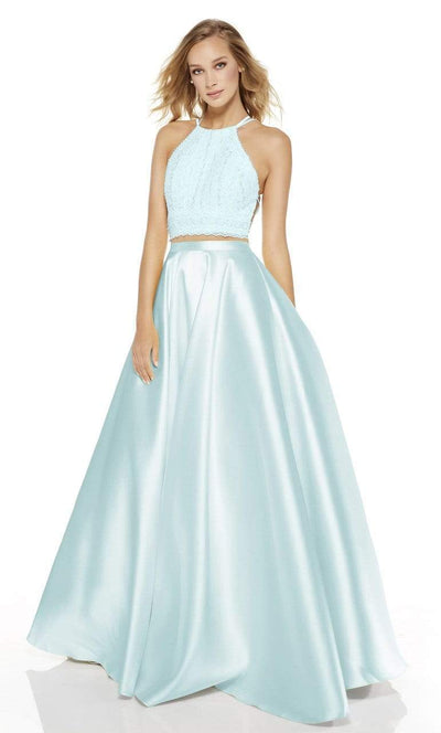 Alyce Paris - 60614 Two Piece Strappy Back Ballgown Prom Dresses 0 / Light Blue