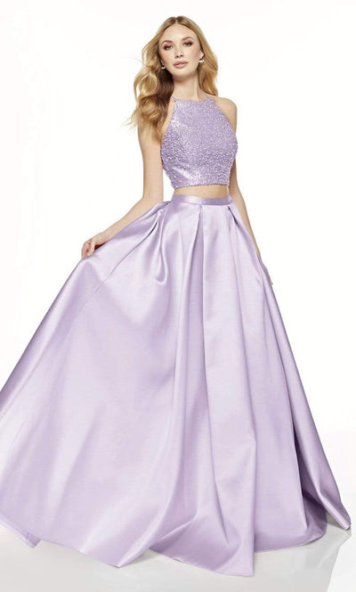 Alyce Paris - 60620 High Neck Two Piece Halter Ballgown Ball Gowns 0 / Ice Lilac