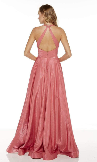 Alyce Paris - 60623 Front Zip V Neck Halter Silk Charmeuse A-Line Gown Prom Dresses