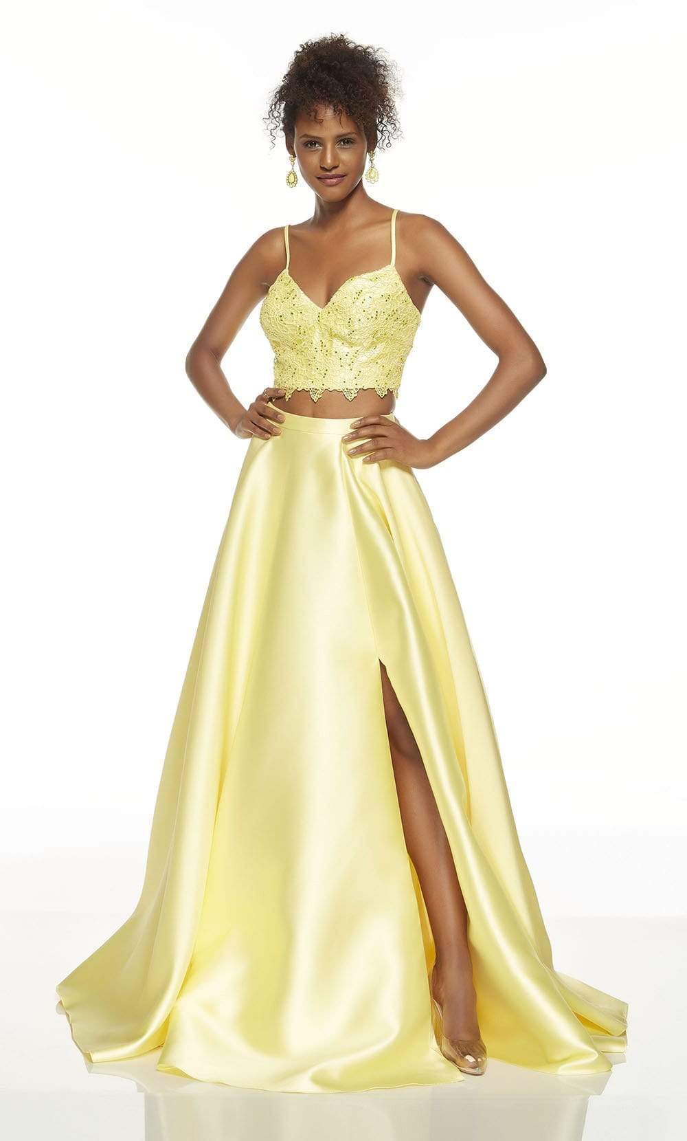 Alyce Paris - 60630 Two Piece Strappy Sweetheart Neck Ballgown Ball Gowns 0 / Lemon Drop