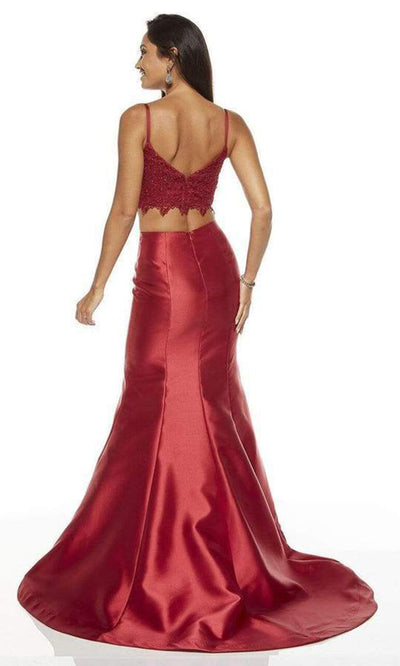 Alyce Paris - 60633 Two-Piece Lace Croptop Silk Mikado Mermaid Gown In Red