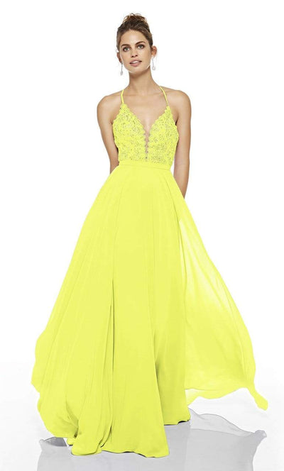 Alyce Paris - 60637 Embellished Soft A-line Dress Bridesmaid Dresses 0 / Limoncello