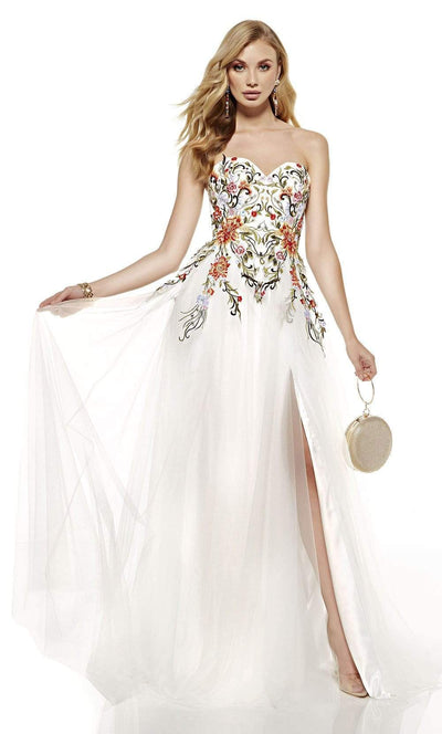 Alyce Paris - 60699 Sleeveless Sweetheart Neckline A-Line Dress Prom Dresses 0 / Diamond White-Multi