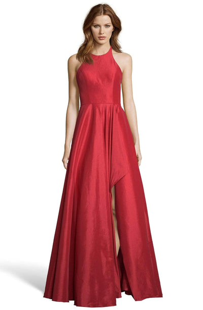 Alyce Paris - 60713 Halter Neckline Shimmering Taffeta High Low Gown Prom Dresses 0 / Red