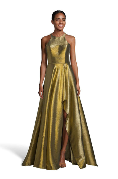 Alyce Paris - 60714 Halter Neck High Low A-Line Dress Prom Dresses 0 / Peacock-Silver