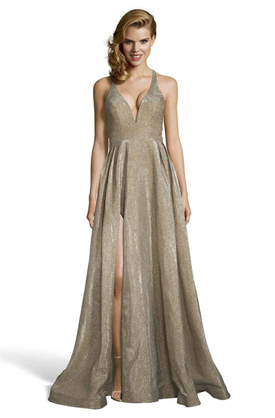 Alyce Paris - 60722 Glittered V-Neck A-line Dress Prom Dresses