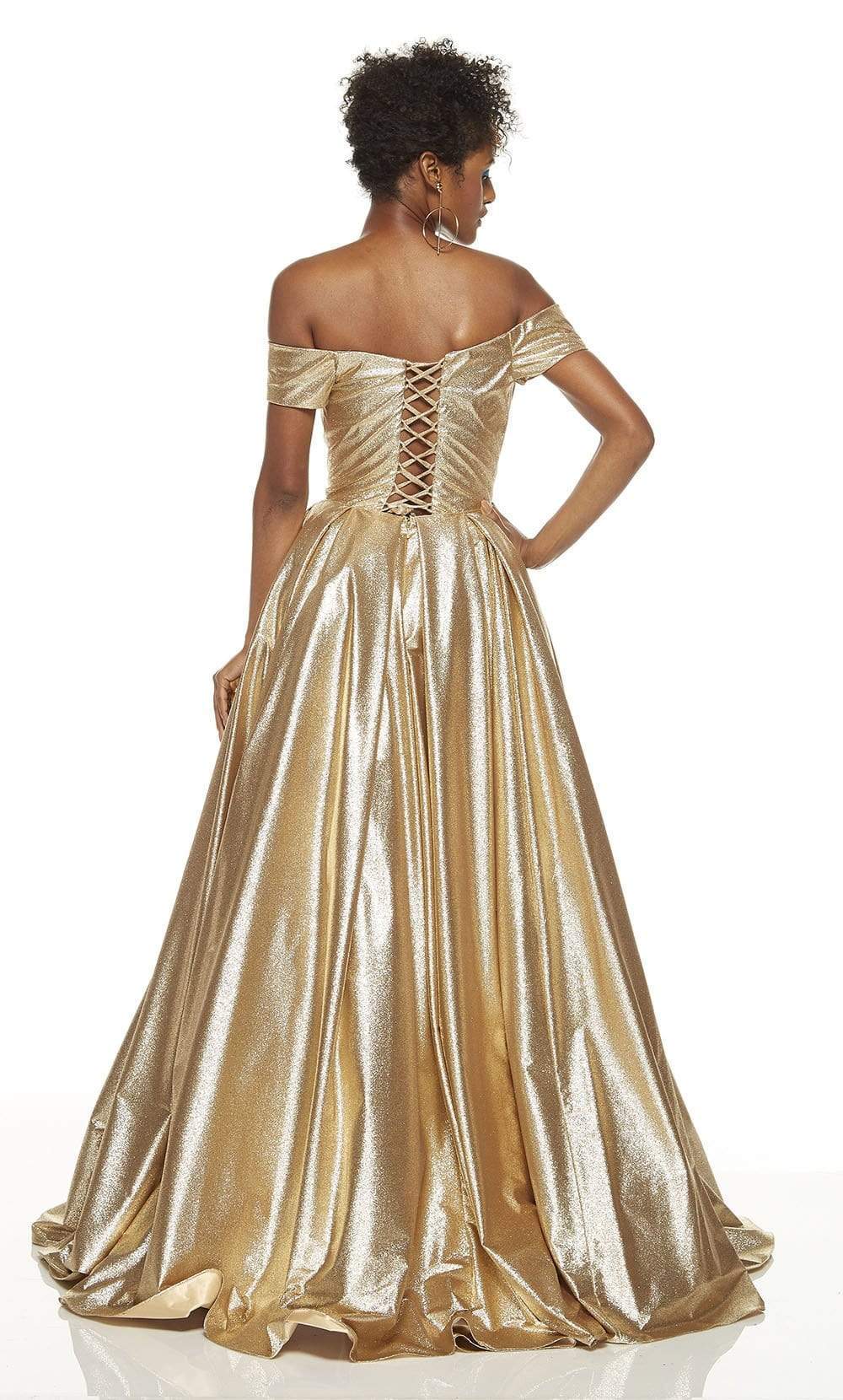 Alyce Paris - 60723 Metallic Off Shoulder A-line Dress Prom Dresses