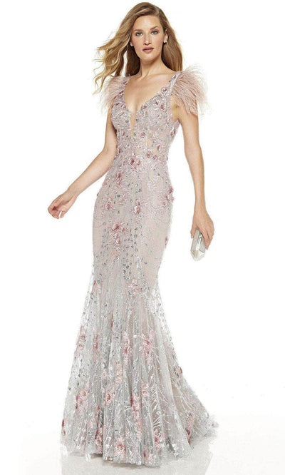 Alyce Paris 60738 - Fully Embroidered Evening Gown Special Occasion Dress 000 / Cashmere Rose/Silver