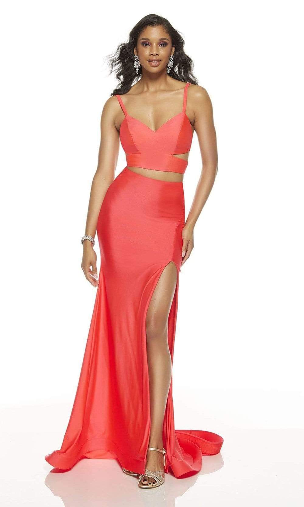 Alyce Paris - 60774 Two Piece Sweetheart Dress With Slit Prom Dresses 0 / Watermelon