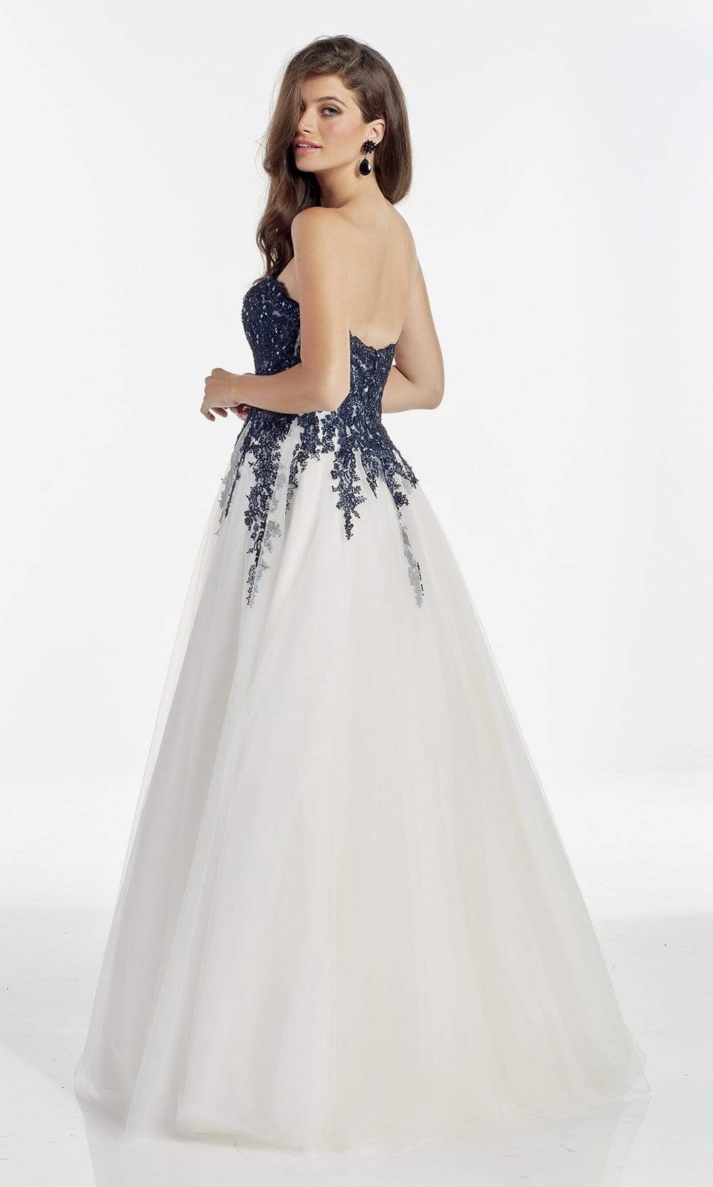 Alyce Paris - 60890 Strapless Lace Appliqued Bodice Tulle Gown Prom Dresses