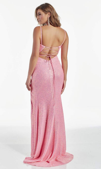 Alyce Paris - 60935 V-Neck High Slit Sequin Sheath Gown Evening Dresses