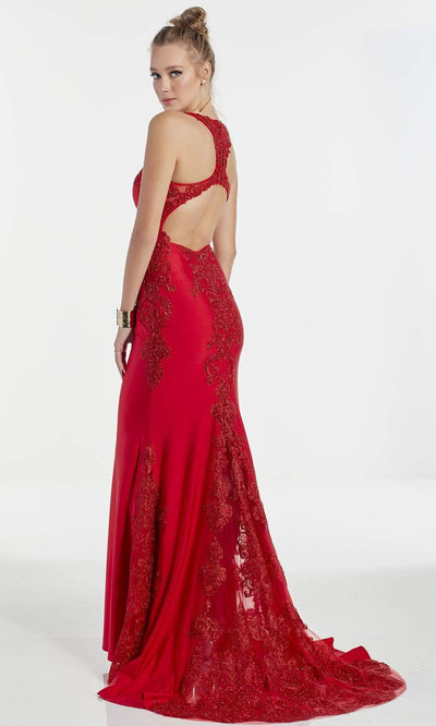 Alyce Paris - 60952 Scoop Neck Racerback Beaded Lace Jersey Gown Evening Dresses