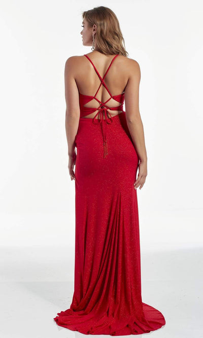 Alyce Paris - 60962 V Neck Sparkle Jersey Sheath Dress Evening Dresses