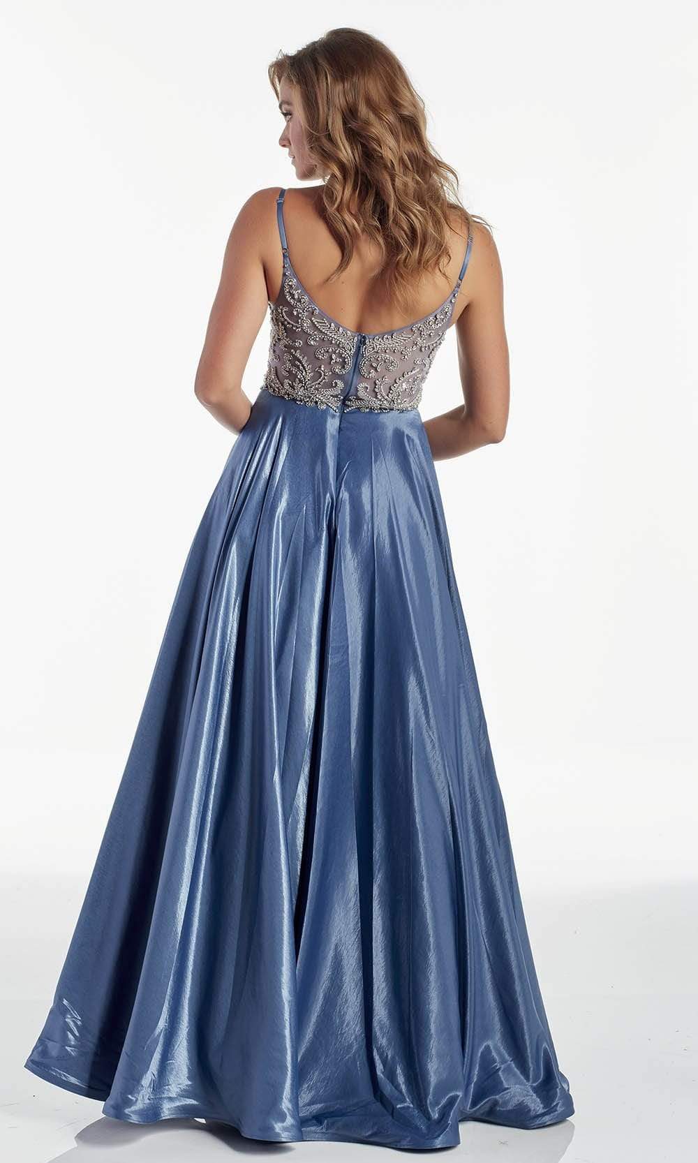 Alyce Paris - 60971 V-Neck Beaded Bodice Satin A-Line Gown Prom Dresses