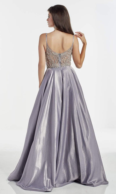 Alyce Paris - 60971 V-Neck Beaded Bodice Satin A-Line Gown Prom Dresses