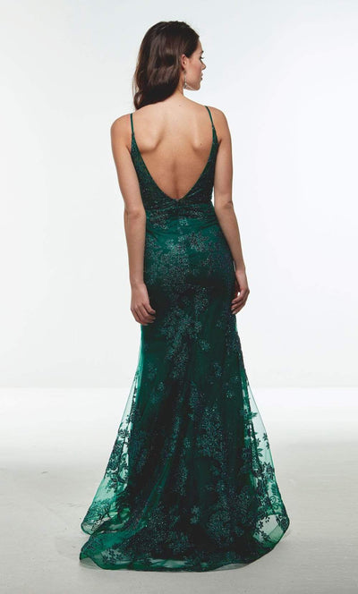 Alyce Paris - 61060 Embroidered V Neck Trumpet Dress Special Occasion Dress In Green