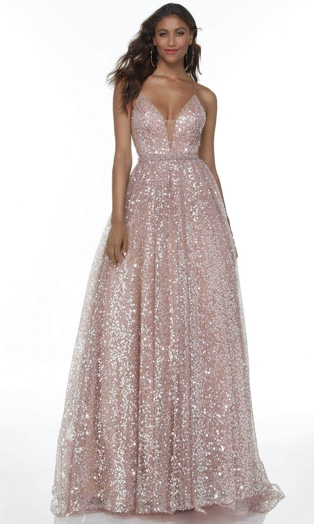 Alyce Paris 61068 - Sparkling Sequined Ballgown Special Occasion Dress 000 / Rose Gold