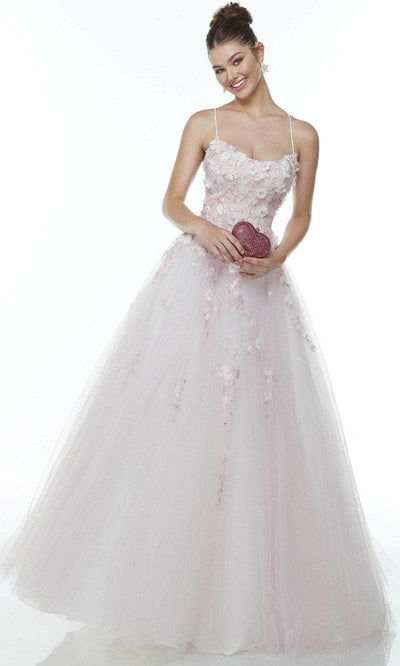 Alyce Paris 61082 - Sleeveless Scoop Neck Evening Dress Special Occasion Dress 000 / Pink-Diamond White