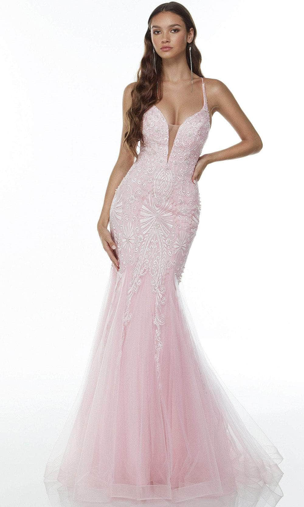 Alyce Paris 61083 - Strappy Sleeveless Open Back Evening Dress Special Occasion Dress 000 / Pink