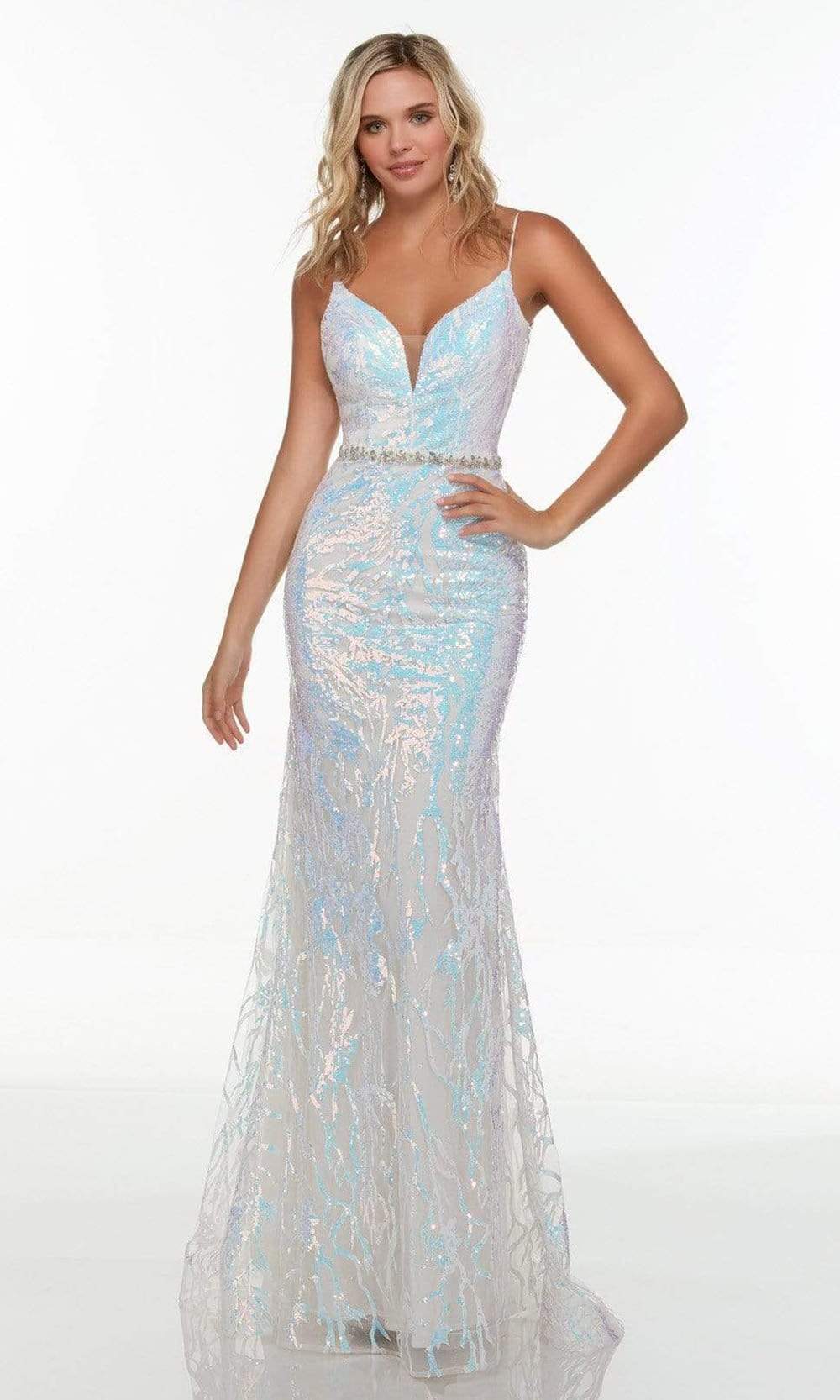 Alyce Paris - 61090 Holographic Shimmer Trumpet Gown Prom Dresses 000 / Magic Opal