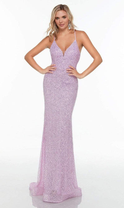 Alyce Paris - 61117 Sleeveless Fitted Sequin Dress Special Occasion Dress 000 / Light Orchid