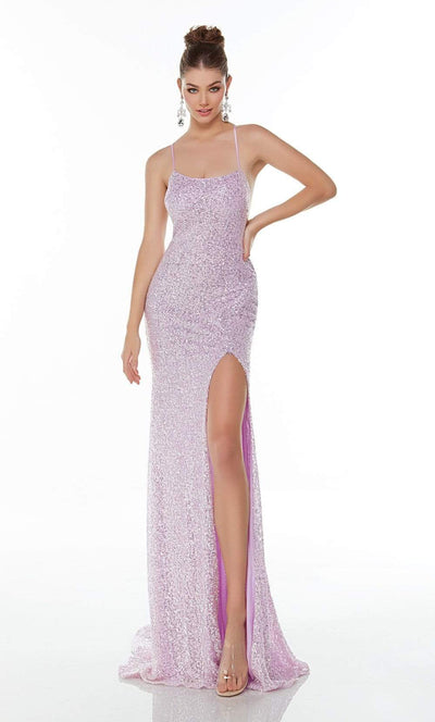 Alyce Paris - 61122 Scoop Neck Sequin Gown Special Occasion Dress 000 / Light Orchid