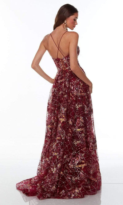 Alyce Paris - 61126 Sequined High Slit A-Line Gown Prom Dresses