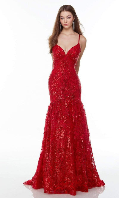 Alyce Paris - 61132 Sleeveless Sequin Lace Gown Prom Dresses 000 / Red