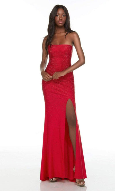 Alyce Paris - 61137 Bead-Ornate High Slit Gown Special Occasion Dress 000 / Red