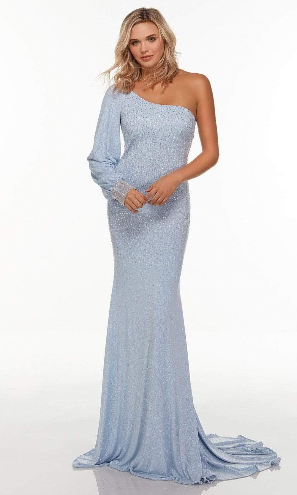 Alyce Paris - 61151 Beaded Formal Asymmetric Dress Prom Dresses 000 / Glacier Blue