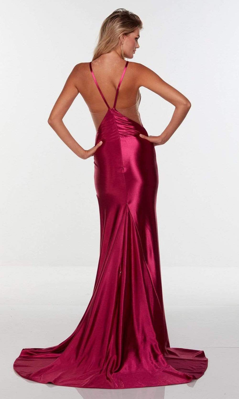 Alyce Paris - 61161 Halter Side Sheer Satin Gown Prom Dresses