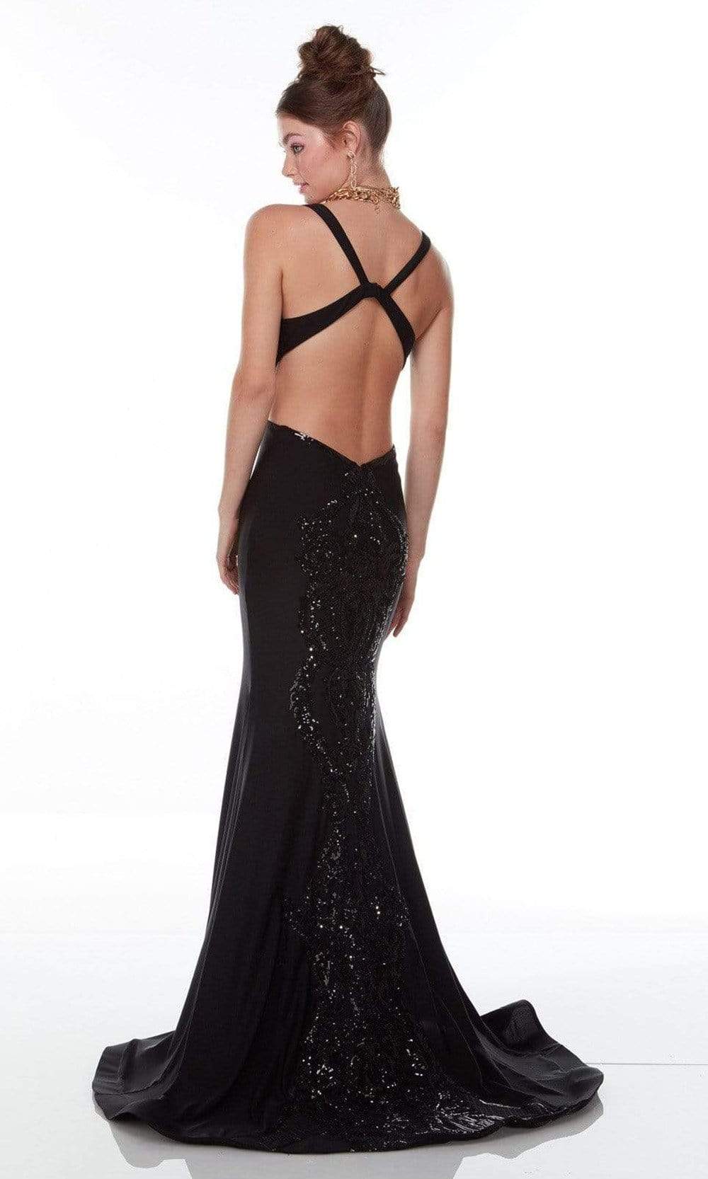 Alyce Paris - 61163 Plunging Open Back Bodycon Dress Prom Dresses