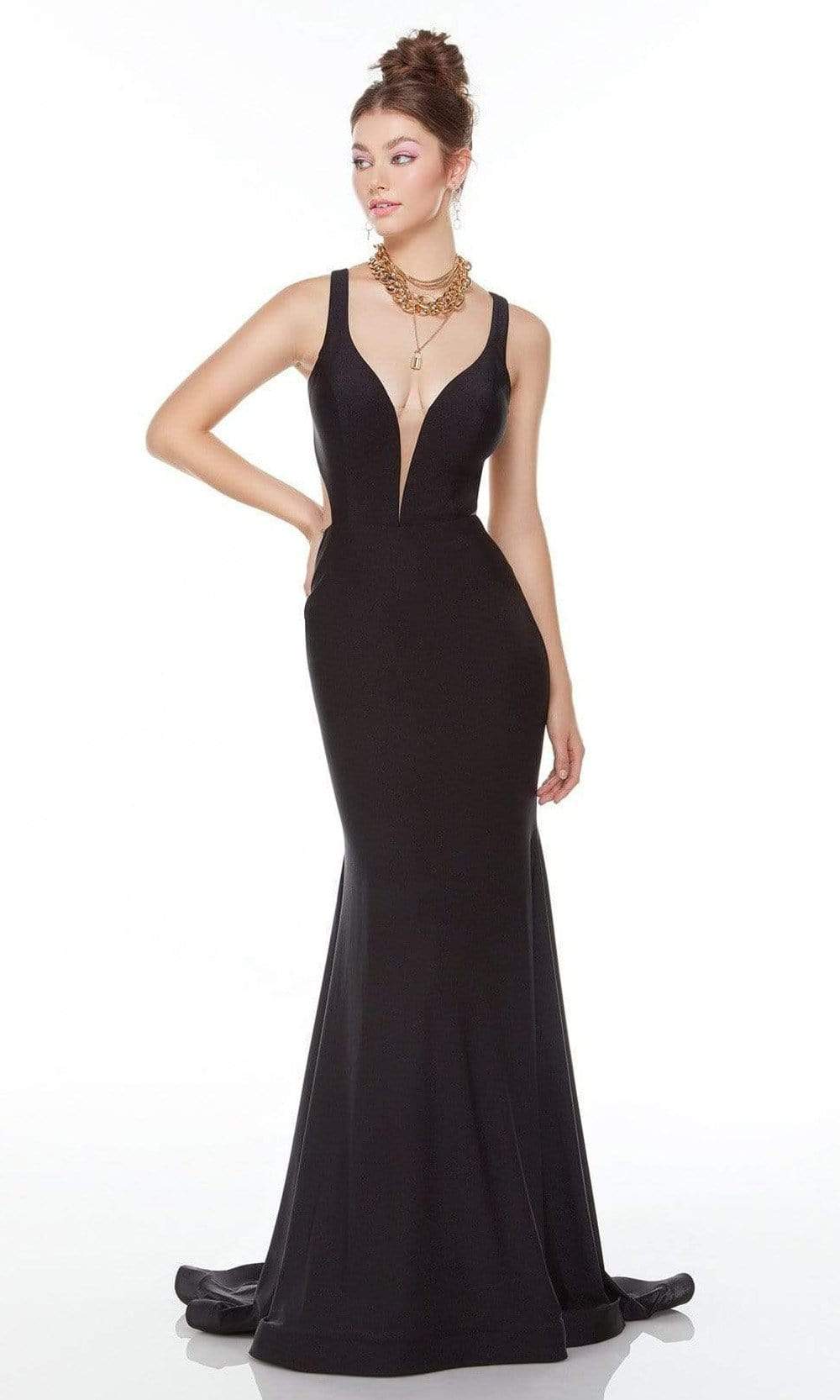 Alyce Paris - 61163 Plunging Open Back Bodycon Dress Prom Dresses