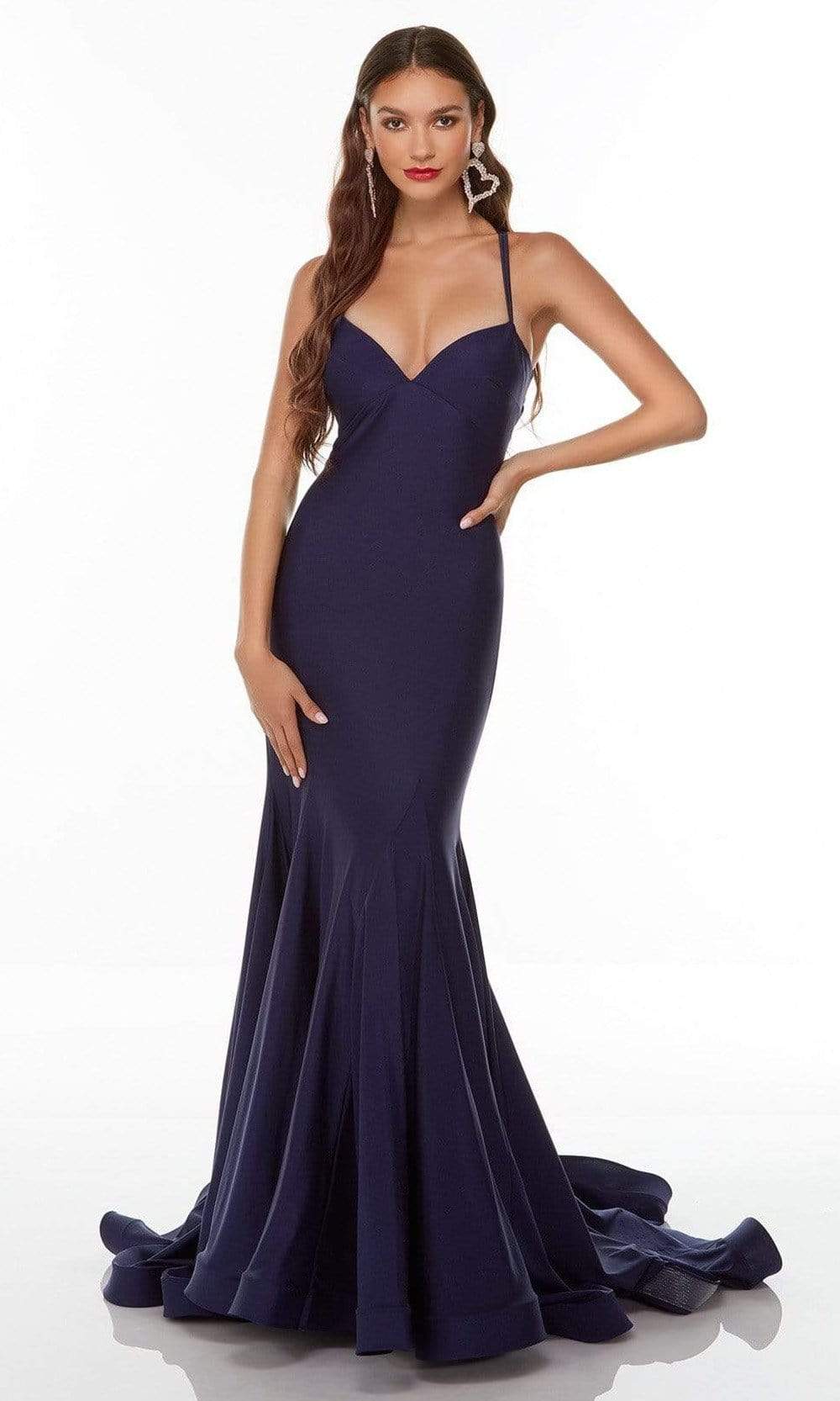 Alyce Paris - 61165 Sleeveless Fit And Flare Gown Prom Dresses 000 / Navy