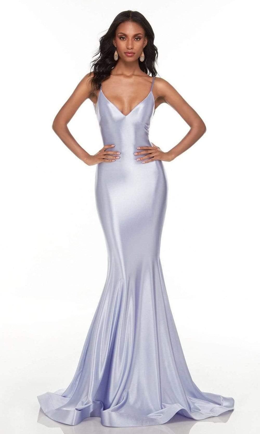 Alyce Paris - 61169 Long V-Neck Mermaid Gown Special Occasion Dress 000 / Ice Lilac