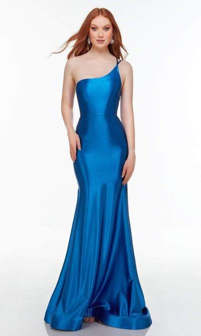 Alyce Paris - 61171 Asymmetrical Bodice Gown Special Occasion Dress 000 / Santorini