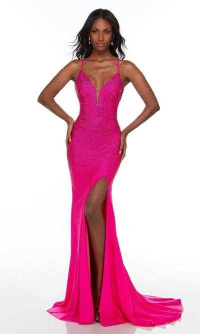 Alyce Paris - 61175 Jewel Strewn Gown With Slit Special Occasion Dress