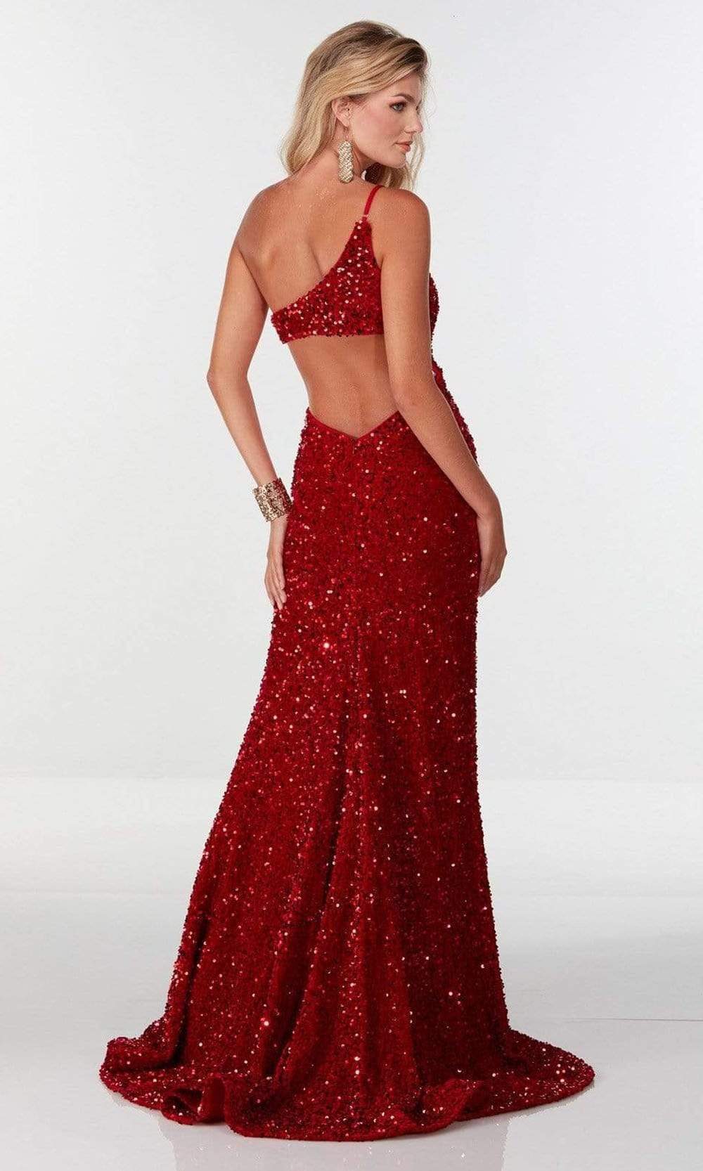 Alyce Paris - 61180 Sequined Asymmetric Slit Long Gown Prom Dresses