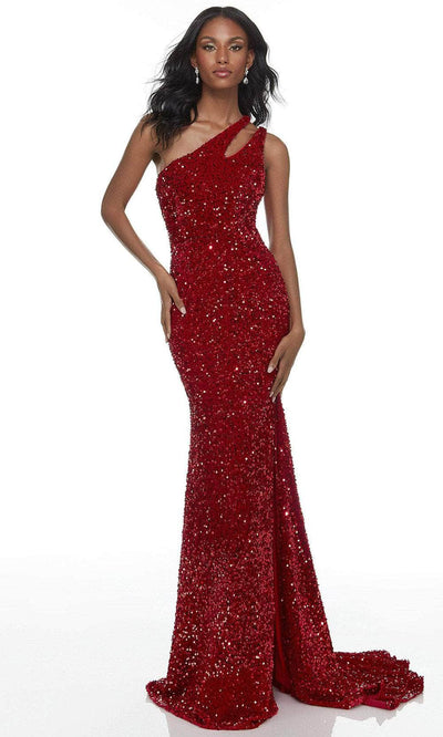 Alyce Paris 61183 - Asymmetrical Neck Formal Dress Special Occasion Dress 000 / Red