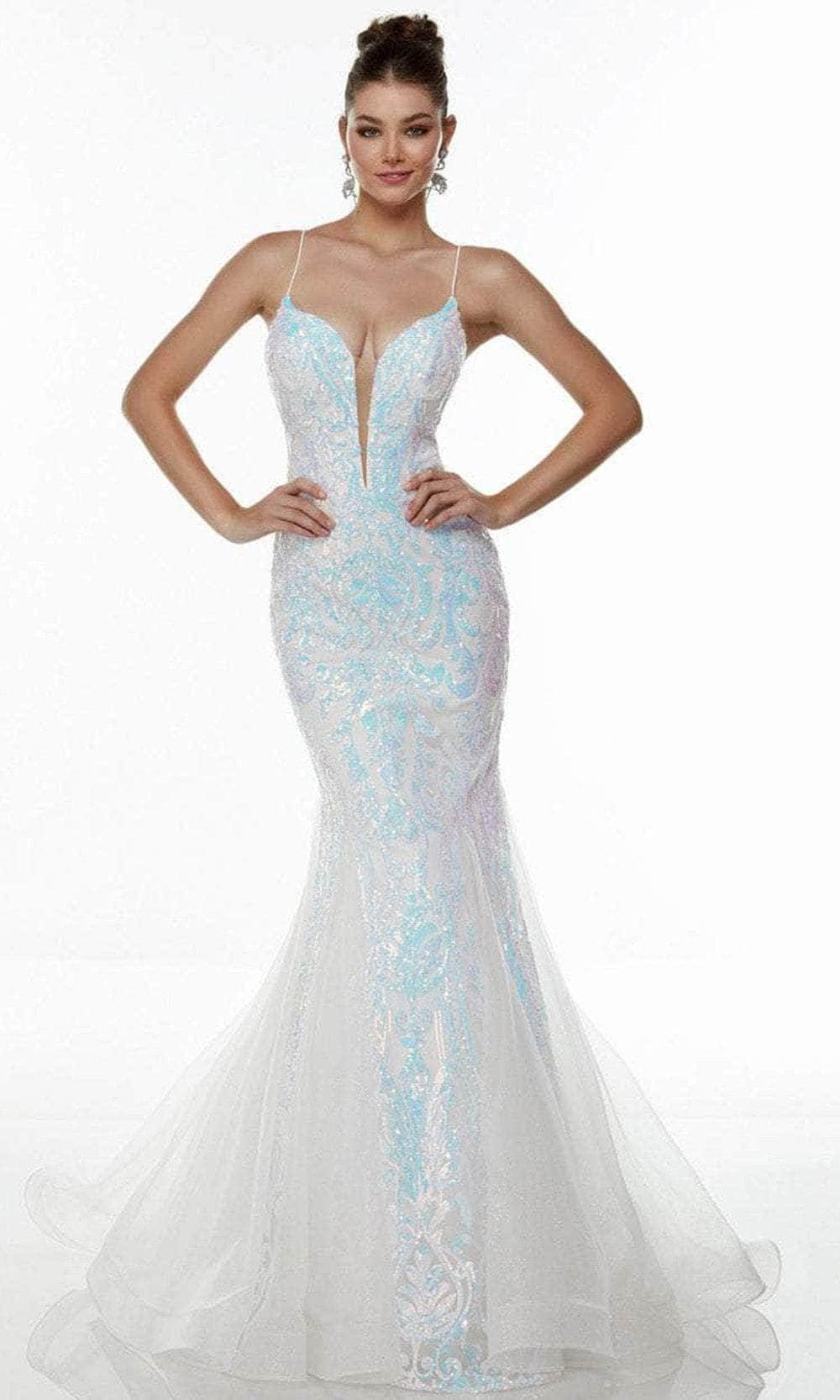 Alyce Paris 61201 - Shimmering Sleeveless V-neck Evening Dress Special Occasion Dress 000 / Opal